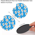 Daisy Steering Wheel Cover Daisy Blue Steering Wheel Cover Anti-Slip Breathable 15 Inch Universal 2 Pcs Car Interior Cup Holder Pad for Men Women