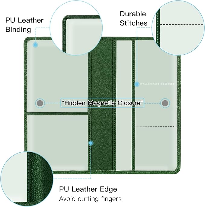 Premium Car Registration and Insurance Card Holder, Car Document Holder for Cards, Driver License & other Essential Documents (Dark Green)