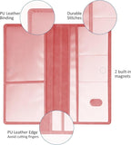 Car Accessories Registration and Insurance Holder, Leather Essential Card Magnetic Shut Vehicle Glove Box Organizer Case for Auto Driver License Document Truck Motorcycle Boat - Pink