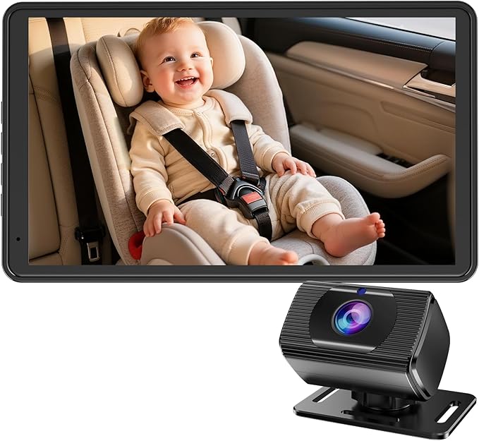 Baby Car Camera 7.2-Inch Monitor: 1080P HD Rear Facing Infant Backseat Camera with Night Vision 360° Rotation Wide Angle USB Plug & Play Anti-Glare Screen for Safe Driving F25