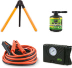 50154 Emergency Roadside Kit with Flat tire Repair and Booster Cables for Compact Cars, Standard Cars and Crossovers