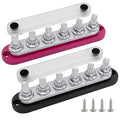 6 x M10 (3/8") Studs Power Distribution Block Bus Bar 12V, 7" HD 300A Marine BusBar Battery Distribution Block W/Cover for Car Boat Solar (Red & Black)
