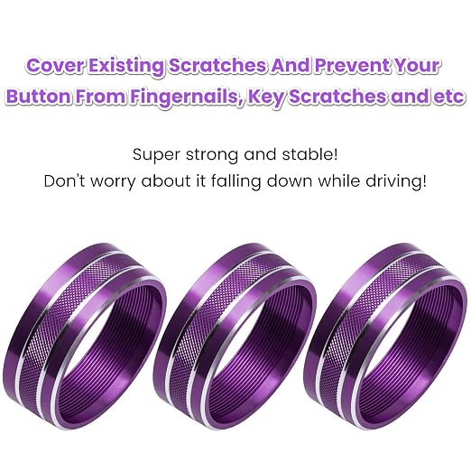 Audio Air Conditioning Button Cover Decoration Twist Switch Ring Trim for Jeep Wrangler JK JKU Patriot 2011-2018, Compass 11-16, Liberty 08-12, Dodge Challenger 08-14 Interior Accessories (Purple)