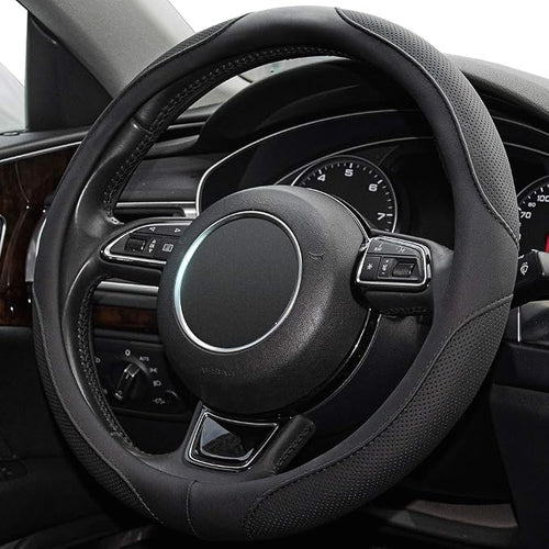 14inch Steering Wheel Cover,Prius,Civic,S,(14-14.25inch)-Black Microfiber Leather Breathable, Anti Slip Car Accessories