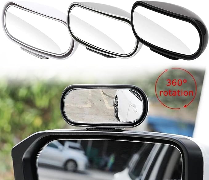 Blind Spot Mirror for Car, Adjustable Convex Wide-Angle Blindspot Mirrors, 360° Rotatable Small Stick-On Blind Side Mirror for Cars, SUVs & Trucks
