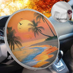 Beach Sunset Palm Tree Steering Wheel Cover Sunshade Sun Shade for UV Protection Easy Installation Auto Interior Protector Reflect UV Sun and Heat and Protect Your Car