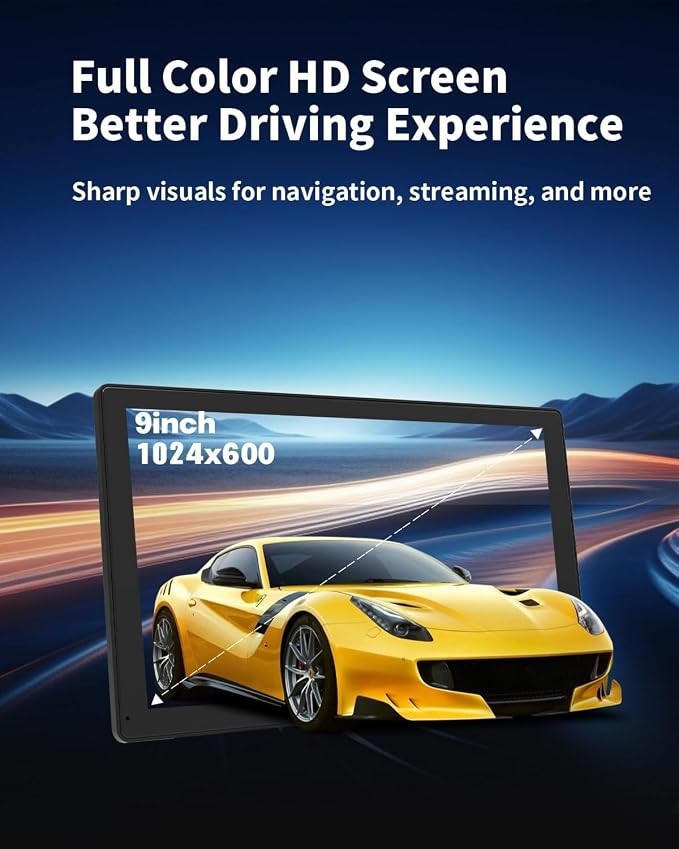 9 Inch Wireless CarPlay Screen for Car, CarPlay & Android Auto Touch Screen Car with Backup Camera, Bluetooth, Navigation, Mirror Link Voice Control
