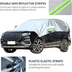 Hrozny Half Car Cover, Car Windshield Cover for Ice and Snow with Reflective Straps, Car Snow Cover Universal Fit for Most Cars (SUV)