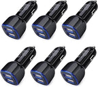 6Pack Fast Charge Dual Port Lighter Plug USB Adapter, 12 Volt USB Outlet for iPhone 15 14 13 12 11 Pro Max 10 SE XR XS X 8 7 Plus 6, iPad, Samsung Galaxy S23 S22 S21 S20 S10 S9