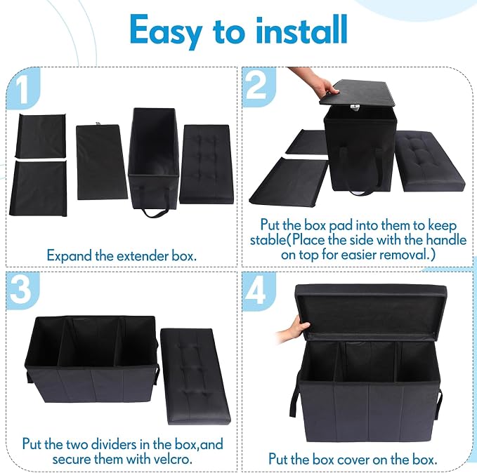 Car Back Seat Extender for Dogs up to 300lbs Car Seat Extender Back and Front Gap Filler with Storage Prevent Your Dogs from Falling Off(1 Pack)