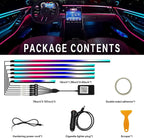 Dreamcolor Interior Car Lights, Car Accessories 6 in 1 Car LED Strip Lights with APP Control and 213 Modes, 175 inches 593 LEDs Acrylic Fiber Optic Lights, RGB Neon Light Kits