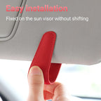 Sunglass Holder for Car Visor Sunglasses Clip Magnetic Leather Glasses Eyeglass Holder Truck Car Interior Accessories Universal for Woman Man -Red
