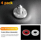 4 Pcs Bling Car Inner Door Lock Covers, Crystal Pull Rod Bolt Stickers, Sparkly Rhinestones Auto Door Bolt Decorations, Vehicle Lock Pin Cap Decors for C Class C200L GLC260 C260L (White)