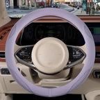 Nappa Leather Steering Wheel Cover, Advanced Microfiber Leather Non-Slip Breathable Fabric, Warm in Winter and Cool in Summer, Purple Large 15.5 inch to 16 inch
