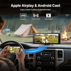 Wireless Car Play Screen, 10.26'' Monitor with Apple Carplay & Android Auto, 4K Dash Cam 64G, 1080P Backup Camera, Portable Smart Touch Tablet Stereo Multimedia Dashboard, Bluetooth/FM/GPS/AUX