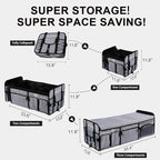 Bold Color Block Trunk Organizer | 95L, 35"x13.8"x11.8" | Dedicated Shoe Storage & 26L Ice Pack | Foldable for SUV/Car/Jeep | Car Accessories for Men & Women - Gray-X212