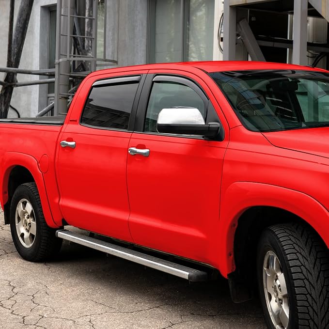 Voron Glass in-Channel Extra Durable Rain Guards for Trucks Toyota Tundra 2007-2021 CrewMax, Window Deflectors, Vent Window Visors, 4 Pieces - 220083