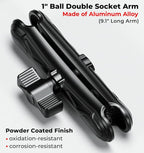 1" Ball Aluminum Alloy Double Socket Arm, 5.9" Length Long Arm | Compatible with RAM Mounts B Size 1" Ball Components, for Fish Finder Mount, Motorcycle Bike Car Phone Mount Holder