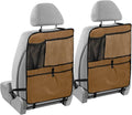 Brown Car Seat Organizer for Kids Backseat Kick Mat with Adjustable Strap Backseat Protector for Vehicle SUV Car 1 Pcs