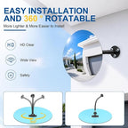 12" Frameless Mirror with 360° Adjustable View - Convex Mirror for Garage, Driveway, Store, Warehouse & Office, Wall Mount Safety for Indoor Outdoor Use with Clear Wide Reflection