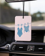 Pink and Blue Beach Car Air Freshener 4 Pcs Coconut Scented, Coastal Bikini Pearl Shell Car Accessories Mirror Decor for Women, Girly Beachy Hanging Air Freshener for Cars Closet Drawer Books