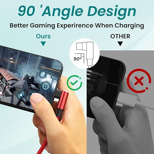 Travel Vacation Essentials Multi Charging Cable, Right Angle 4 in 1 Charging Cable, Long Phone Charger Cords with IP/Type C/Type C/Micro Port, Compatible with Most Cell Phones and More （1Pack 5FT）