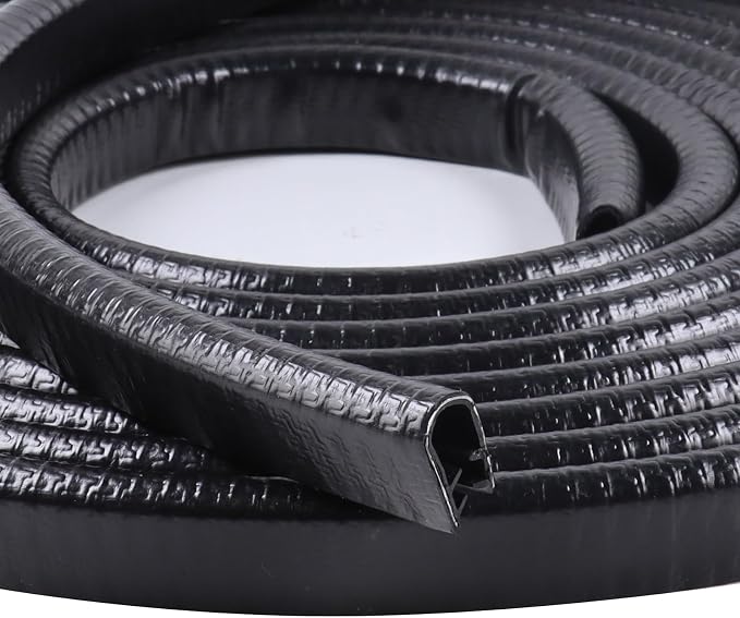 Edge Trim Black U-Channel Rubber Trim Edge with Steel 1/2" X 3/8" - Fit Gap 3/64" to1/4 Car Door Edge Sealing Strip PVC Weather Stripping with Metal, Metal Edge Protector, 20FT