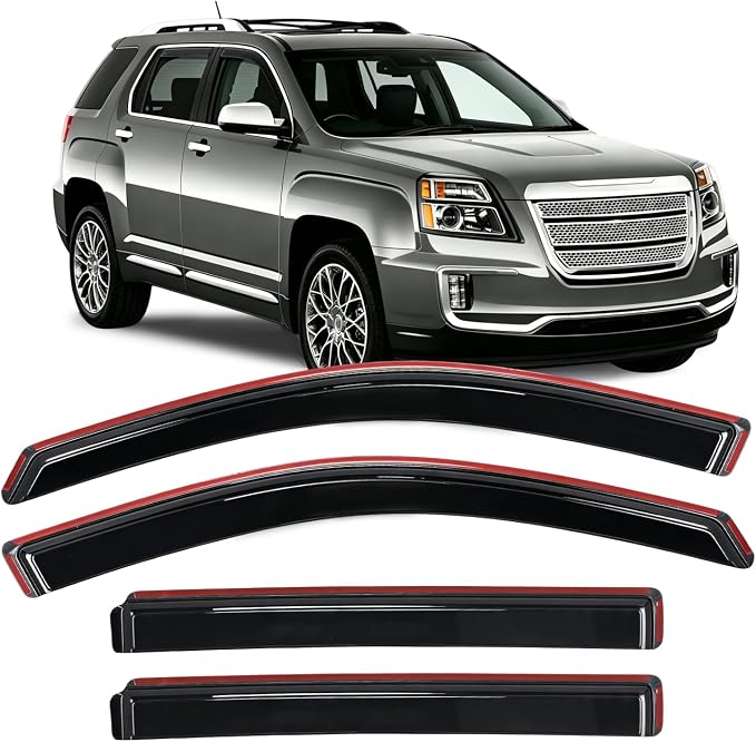 in-Channel Rain Guards for GMC Terrain 2010-2017, Window Visor Window Deflectors for Rain Protection & Ventilation, Smoke Tinted, 4PCS