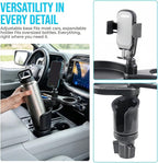 Car Cup Holder Tray, 3 in 1 Multifunctional Vehicle Food Water Bottle Phone Holder Expander Adapter with Adjustable Base, Detachable Auto Interior Food Tray Table, Universal Fit (Gray)