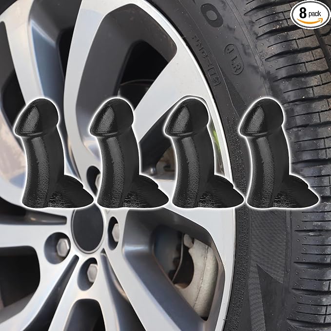Penis Valve Stem Covers,Pencil Tire Valve Stem Caps,Funny Valve Stem Covers,Suitable for Cars,Trucks,Bike,Motor,Pranks for Adults Gifts for Friends&Coworkers(4PCSBlack)