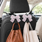 2 Pack Car Purse Hooks, Cute Bow Car Seat Headrest Hook Hanger for Purses and Bags (pink)