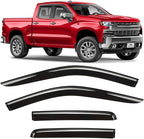 Voron Glass Tape-on Extra Durable Rain Guards for Trucks Chevrolet (Chevy) Silverado/GMC Sierra 1500 2019-2026 Double Cab, Window Deflectors, Vent Window Visors, 4 Pieces - 130090
