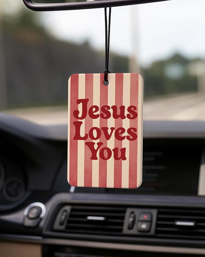 Red Boho Christian Car Air Freshener 4 Pcs for Women Girls | Religious Car Accessories Mirror Decor, Christian Hanging Air Freshener for Cars Closet Drawer Books