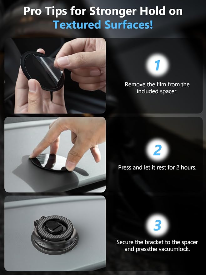 Magnetic Phone Holder for Car [90+LB Strongest Suction&3000gf Strongest Magnetic] 360° Adjustable Vacuum Phone Holders for Your Car, Magsafe Car Mount for iPhone (Black)