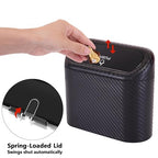 Mini Car Trash Can with Lid, Small Car Garbage Can, Cute Leakproof ABS Car Trash Bin, Car Accessories for Interior, Garbage Bin for Car, Home, Office with 60pcs Trash Bags Carbon Fibre