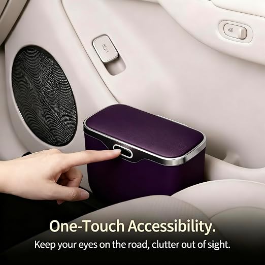 Car Trash Can with Lid - Leakproof Mini Garbage Bin for Door or Seatback,Premium ABS Auto Organizer,Space-Saving Car Garbage Can for Commuters,Families and Pet Owners,Fit for SUV,Sedan,Truck (Purple)