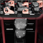 12 Pcs Bling Car Accessories Set for Women Car Floor Mats Full Set Steering Wheel Cover Seat Belt Covers Coasters Universal Fit Car SUV Truck Van Silver