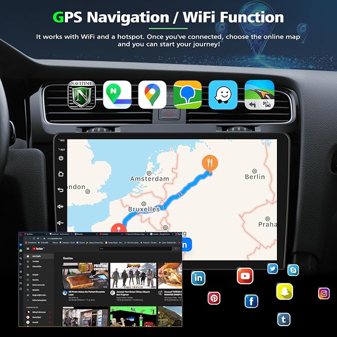 Double Din Car Stereo Radio for Chrysler 300 300C 2007-2010 Support Carplay&Android Auto,7 inch HD Touchscreen Double Din Radio with Bluetooth, Car Audio Receivers, Camera, MirrorLink, FM Radio