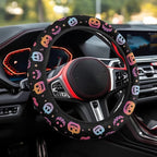 Auto Steering Wheel Cover Unviersal 15 Inch Steering Wheel Wrap Cover Halloween Car Interior Accessories Decor for All Seasons, Pumpkin Gradient