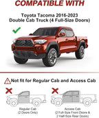 Outside-Mount Window Rain Guards Fit for 2016-2023 Toyota Tacoma Double Cab, Extra Durable Window Visors Wind Deflector Dark Smoke Vent Shades Car Tape-on with Thicker 4PCS
