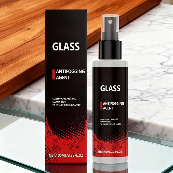 Car Glass Anti Fog Spray - Instant Automotive Defogger for Clear Visibility, Portable Glass Cleaner with Fast Fog Removal, Protective Coating for Driving, Shower Doors, Rainy Conditions