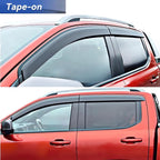 Tape On Window Visors for 2019-2025 Ford Ranger SuperCrew | 4PCS Smoke Rain Guards Wind Deflectors for Ranger SuperCrew 19-25,No Drilling,UV Resistant