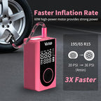 Tire Inflator Portable Air Compressor, LED Display & Auto Shut-Off, 5 Modes, 150PSI Cordless Air Pump with Digital Pressure Gauge for Car, Balls, Bike, Motorcycle, Pink Car Accessories for Women