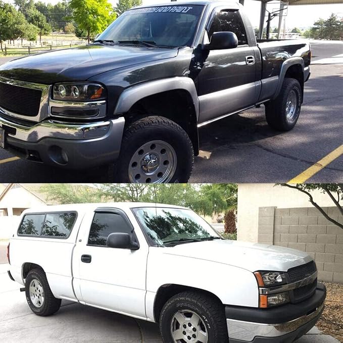 Extra Durable Outside-Mount Vent Window Visor, Fit 1999-2006 Chevrolet Silverado & GMC Sierra 1500/1500 HD/2500/2500 HD/3500, 2007 Classic Model, Regular/Extended/Crew Cab, Smoke, 2Pcs