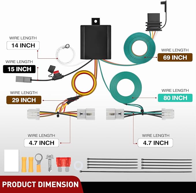 4 Pin Trailer Wiring Harness Kit 56267 Vehicle Standard 4 Way Connector Custom for 2015 2016 2017 2018 2019 2020 2021 2022 2023 2024 Nissan Murano Simple Fit Tow Hitch Harness