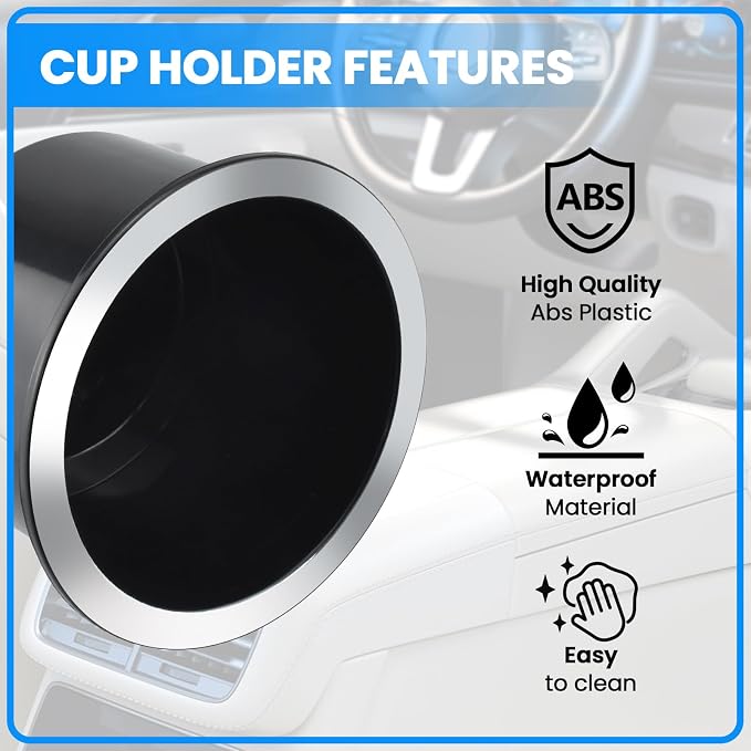 2 Piece Black Sofa Cup Holder Plastic for 2.83" to 3.7" Cups Base | Cupholder Insert for Car, Universal Drop In Cup Holder for Sofa Boat RV Couch Golf Pontoon Cart Truck Poker Table