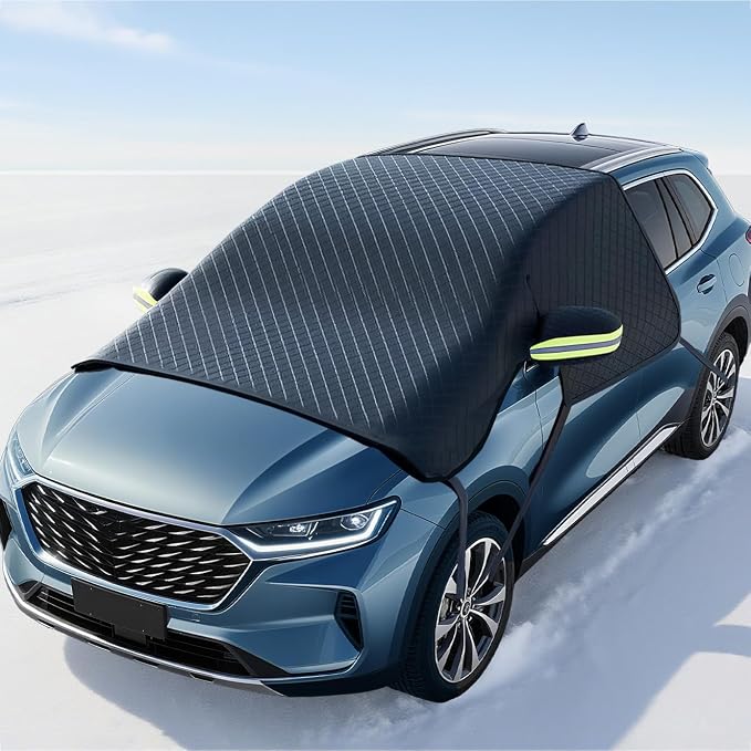 Car Windshield Cover for Ice and Snow - Universal Windshield Snow Cover with Side Window and Rearview Mirror Protector, Durable Magnetic Winter Frost Hail Guard, Suitable for Most Cars,SUV,Truck