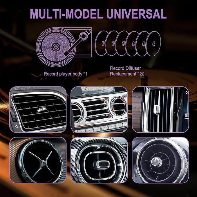 Car Air Freshener Record Player, Pop Singer Album Covers for Fans Gift, Car Vent Clip Air Diffuser with 12pcs Refill Pads Aromatherapy Tablets, Music Lovers Gifts