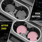 ME.FAN Car Coasters for Cup Holders [4 Pack] - 2.75In Silicone Auto Mug Mats - Universal Non-Slip Recessed Car Interior AccessoriesDusty Rose