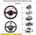 Steering Wheel Covers with Leather and Anti-Slip Rubber Ring, Universal Fit 14.5-15 inches for Cars,SUV (Purple/Black)